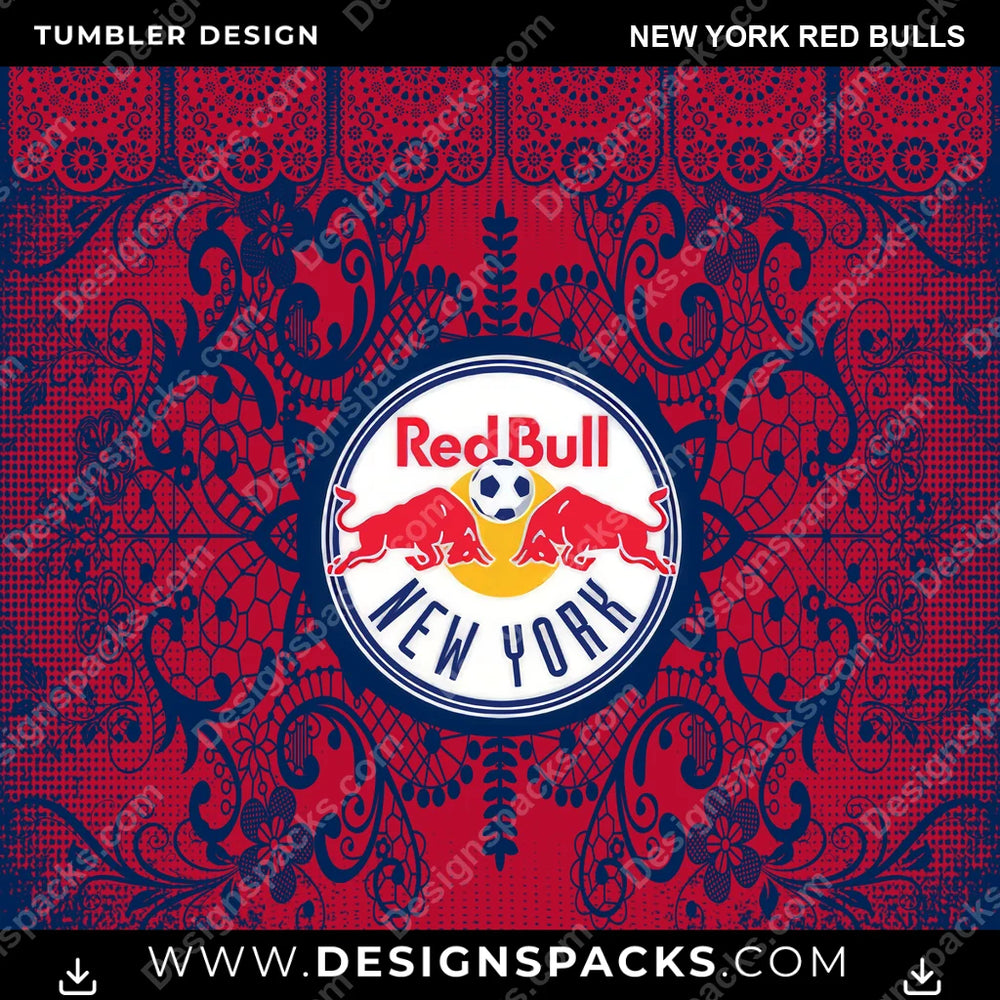 US Soccer Lace & Logo New York Red Bulls Tumbler Digital Wrap Design Download