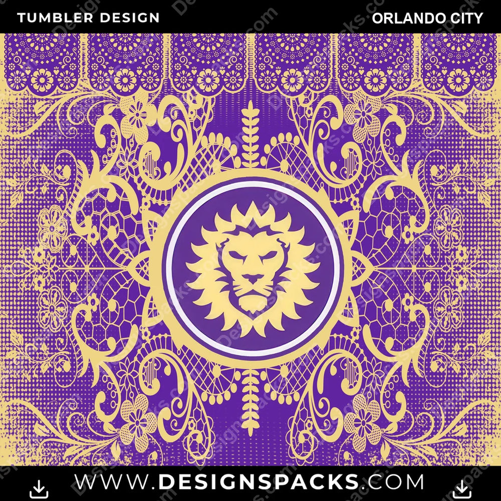 US Soccer Lace & Logo Orlando City Tumbler Digital Wrap Design Download