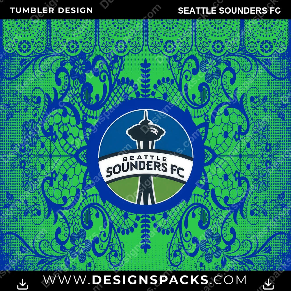 US Soccer Lace & Logo Seattle Sounders FC Tumbler Digital Wrap Design Download