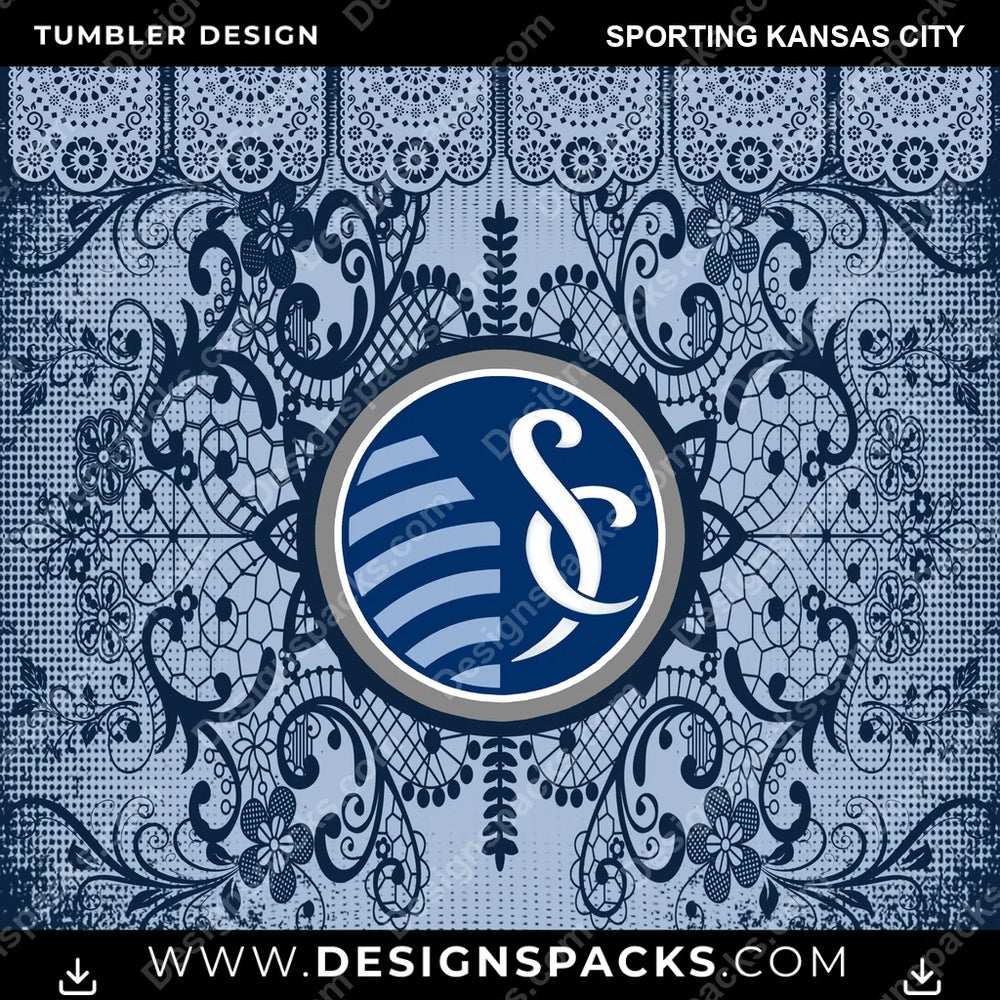 US Soccer Lace & Logo Sporting Kansas City Tumbler Digital Wrap Design Download