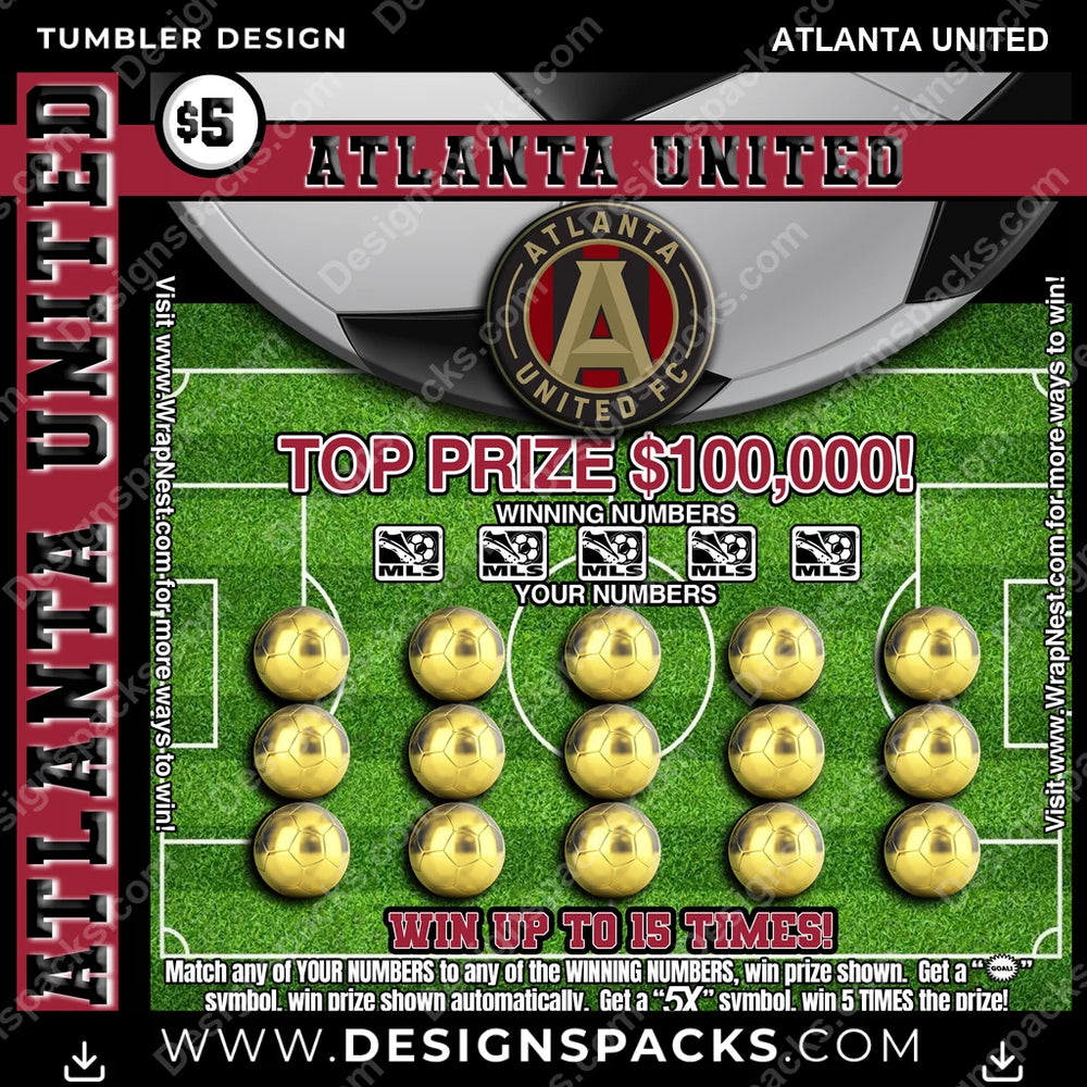 US Soccer Lottery Ticket Atlanta United Tumbler Digital Wrap Design Download
