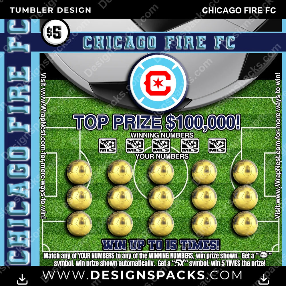 US Soccer Lottery Ticket Chicago Fire FC Tumbler Digital Wrap Design Download