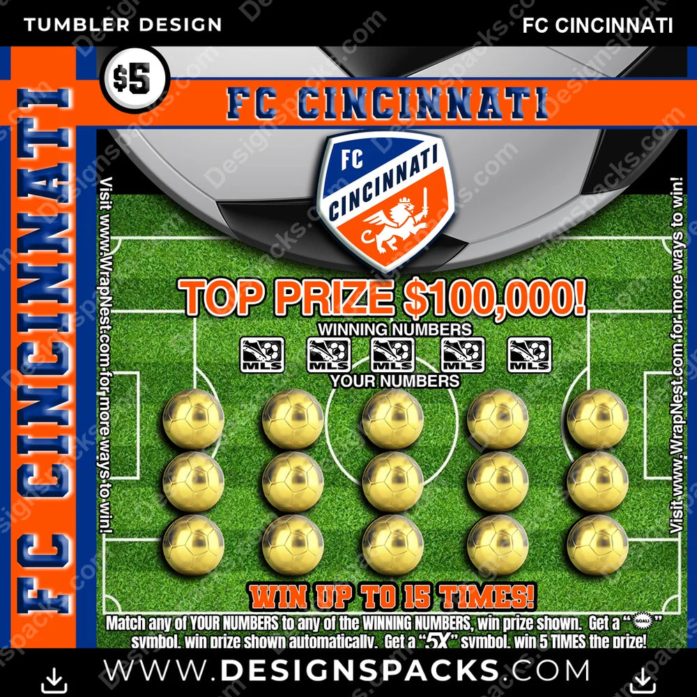 US Soccer Lottery Ticket FC Cincinnati Tumbler Digital Wrap Design Download