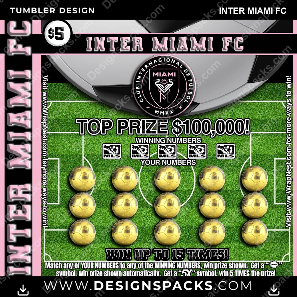 US Soccer Lottery Ticket Inter Miami FC Tumbler Digital Wrap Design Download