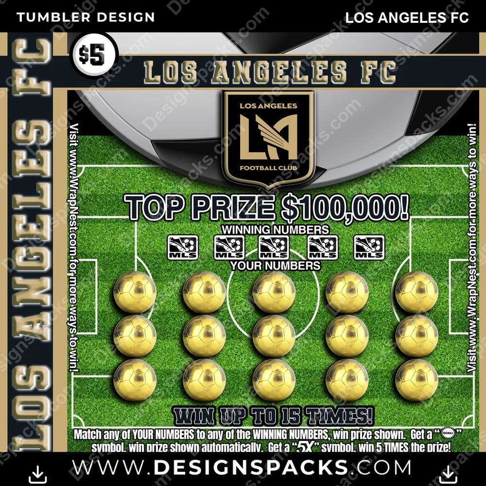 US Soccer Lottery Ticket Los Angeles FC Tumbler Digital Wrap Design Download