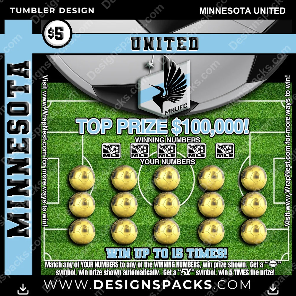 US Soccer Lottery Ticket Minnesota United Tumbler Digital Wrap Design Download