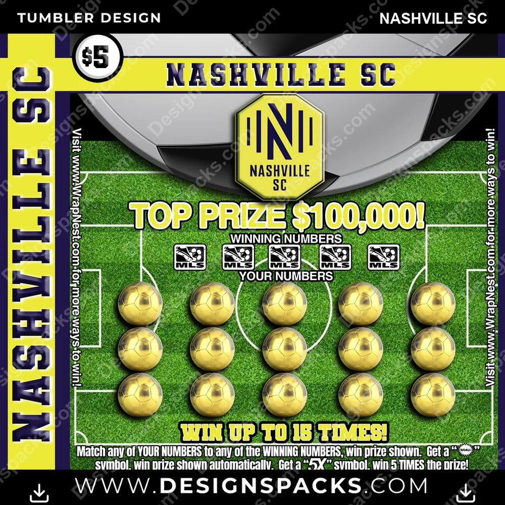 US Soccer Lottery Ticket Nashville SC Tumbler Digital Wrap Design Download