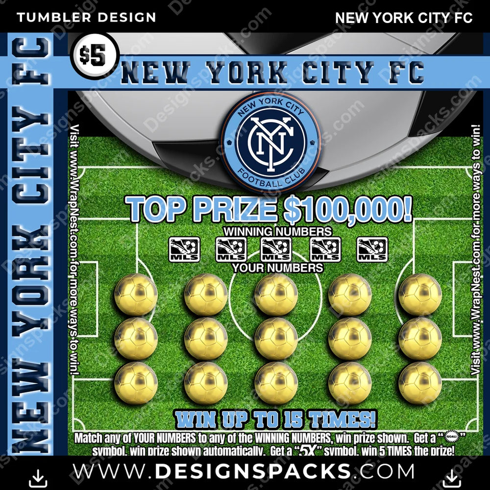 US Soccer Lottery Ticket New York City FC Tumbler Digital Wrap Design Download