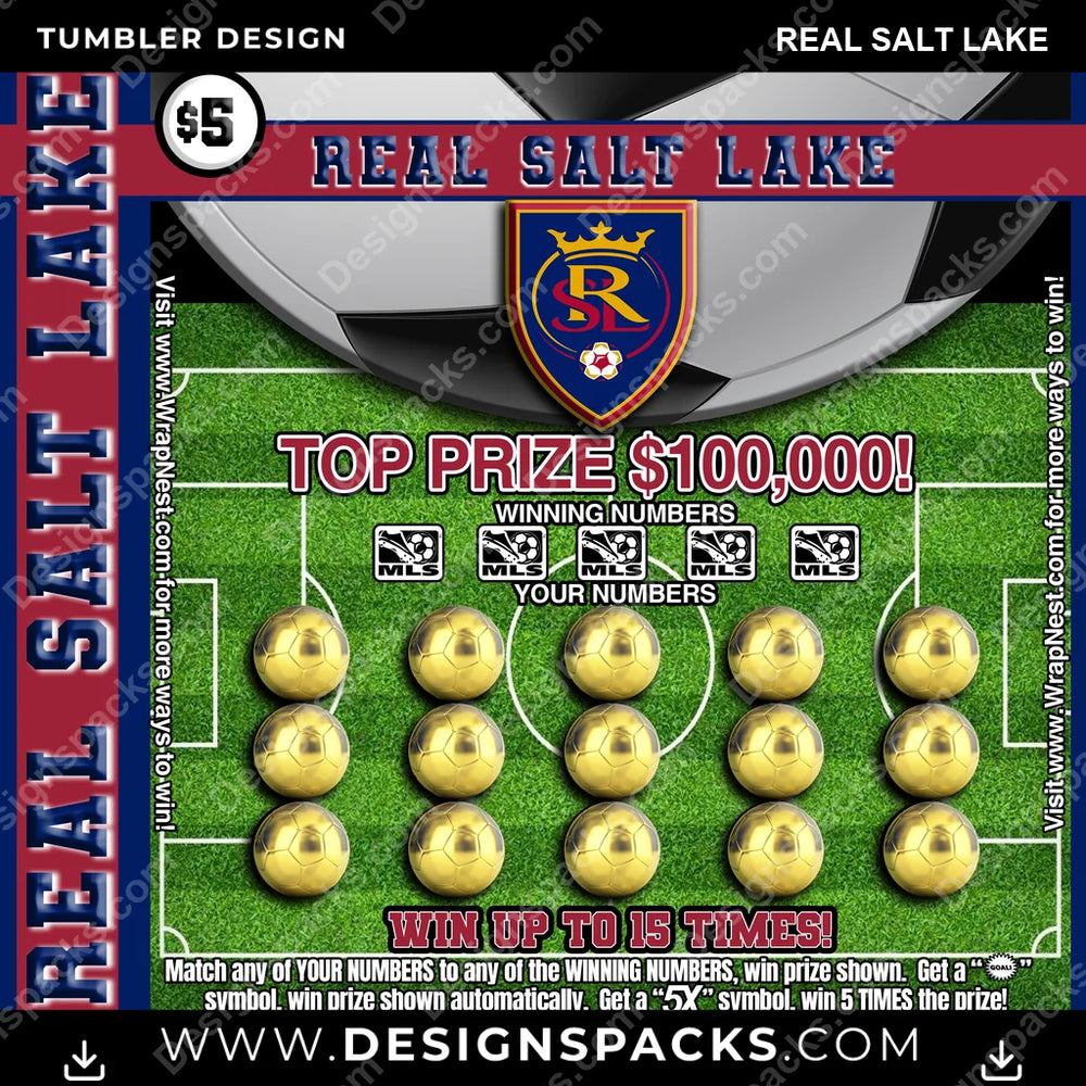 US Soccer Lottery Ticket Real Salt Lake Tumbler Digital Wrap Design Download