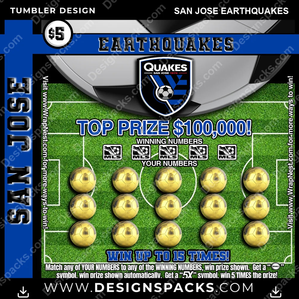 US Soccer Lottery Ticket San Jose Earthquakes Tumbler Digital Wrap Design Download