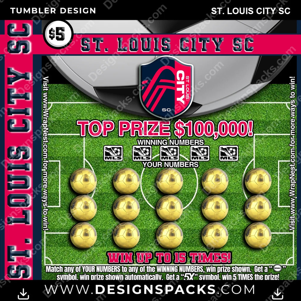 US Soccer Lottery Ticket St. Louis City SC Tumbler Digital Wrap Design Download