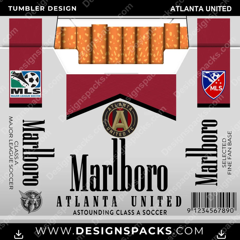 US Soccer Marlboro ATLANTA UNITED Tumbler Digital Wrap Design Download