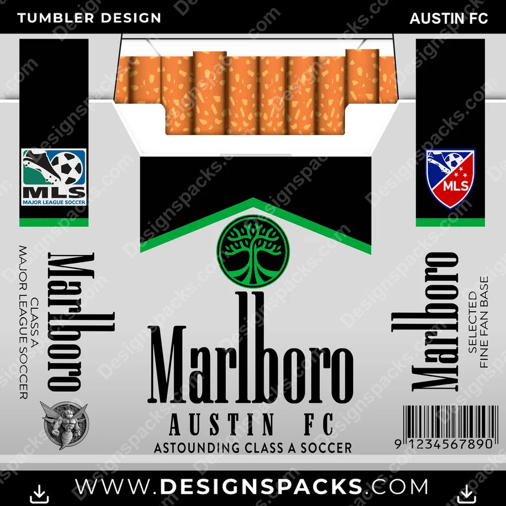 US Soccer Marlboro AUSTIN FC Tumbler Digital Wrap Design Download