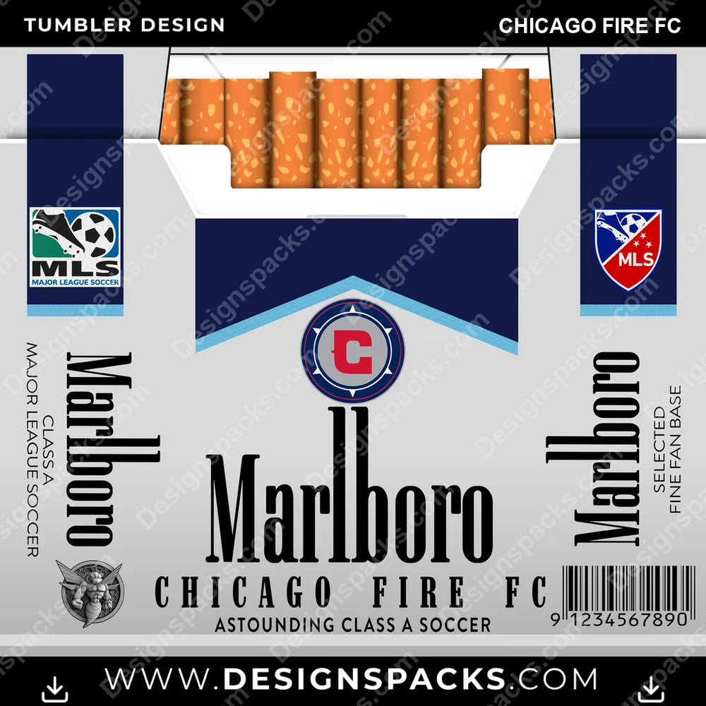 US Soccer Marlboro CHICAGO FIRE FC Tumbler Digital Wrap Design Download