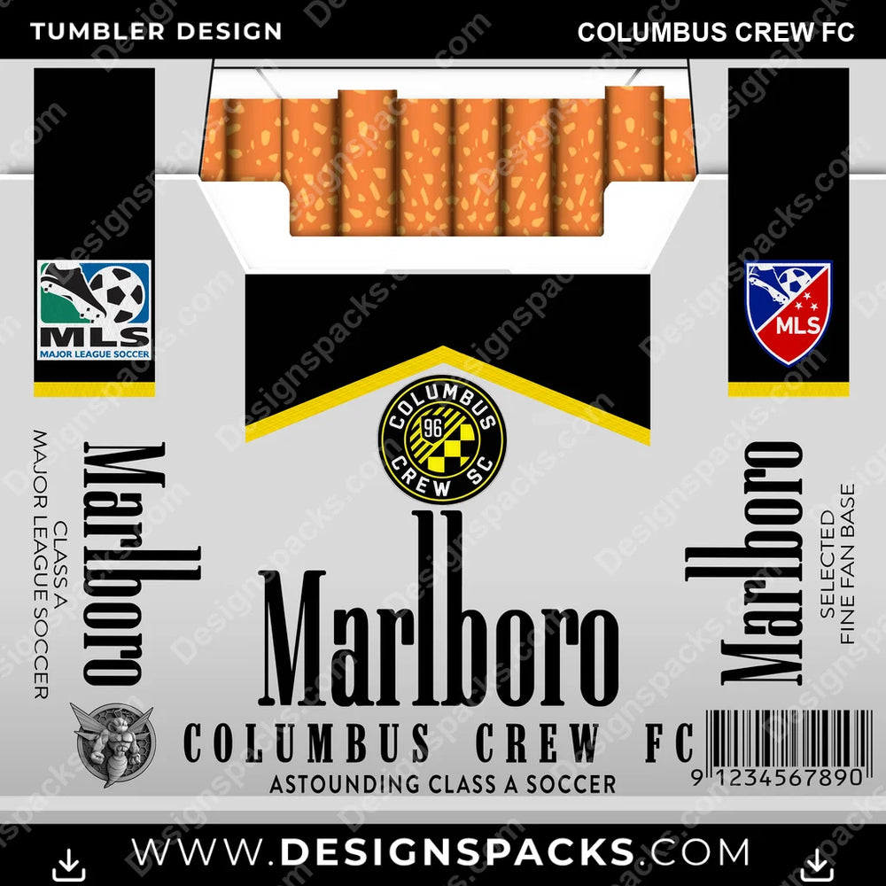 US Soccer Marlboro COLUMBUS CREW FC Tumbler Digital Wrap Design Download