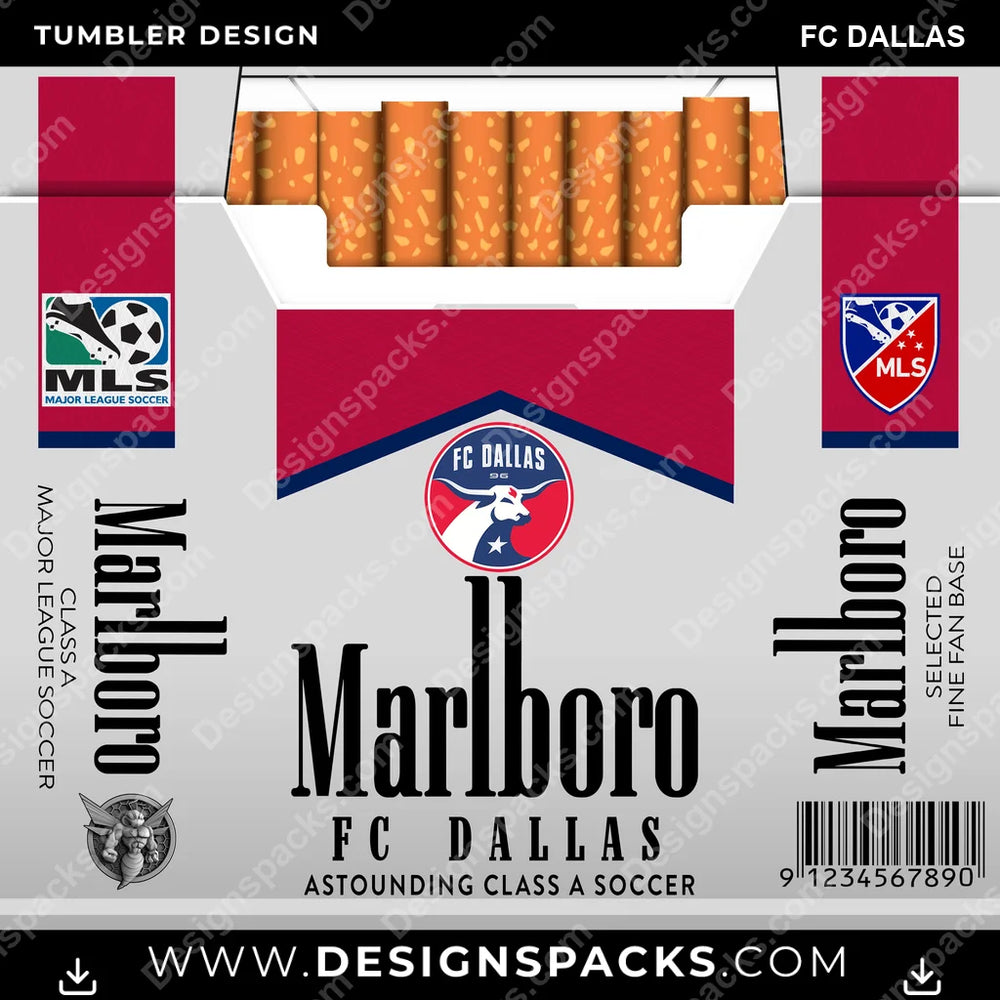 US Soccer Marlboro FC DALLAS Tumbler Digital Wrap Design Download