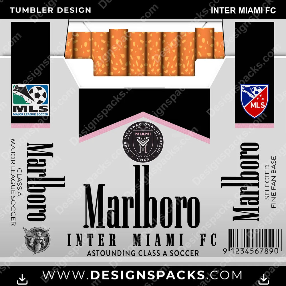 US Soccer Marlboro INTER MIAMI FC Tumbler Digital Wrap Design Download