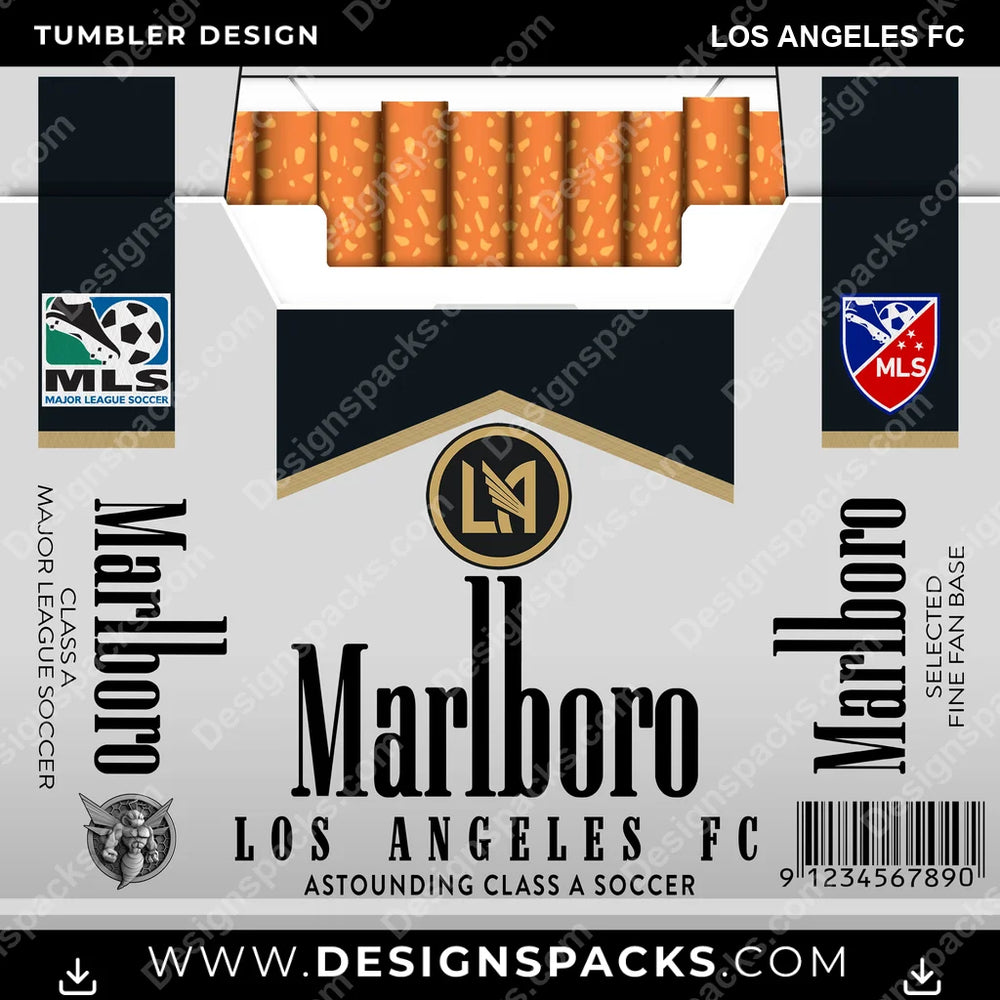 US Soccer Marlboro LOS ANGELES FC Tumbler Digital Wrap Design Download