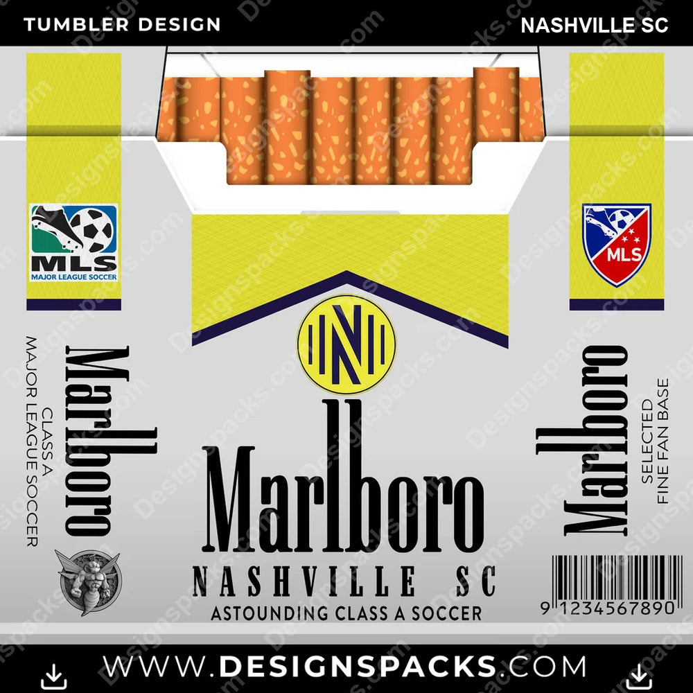 US Soccer Marlboro NASHVILLE SC Tumbler Digital Wrap Design Download
