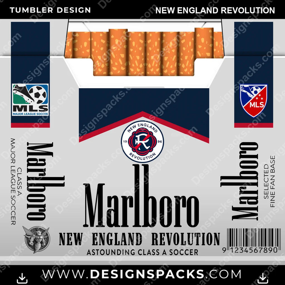 US Soccer Marlboro NEW ENGLAND REVOLUTION Tumbler Digital Wrap Design Download