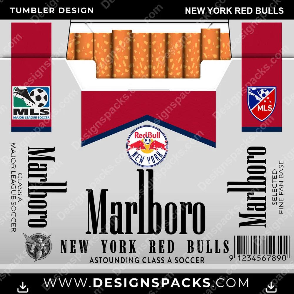 US Soccer Marlboro NEW YORK RED BULLS Tumbler Digital Wrap Design Download