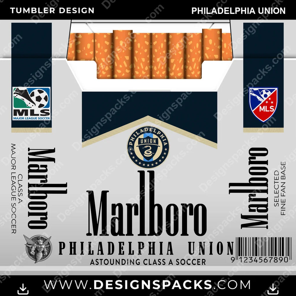 US Soccer Marlboro PHILADELPHIA UNION Tumbler Digital Wrap Design Download