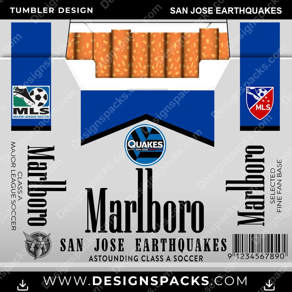 US Soccer Marlboro SAN JOSE EARTHQUAKES Tumbler Digital Wrap Design Download
