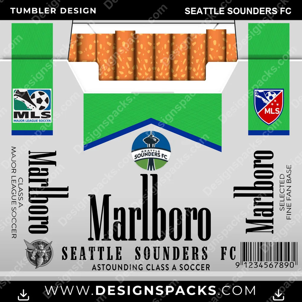 US Soccer Marlboro SEATTLE SOUNDERS FC Tumbler Digital Wrap Design Download