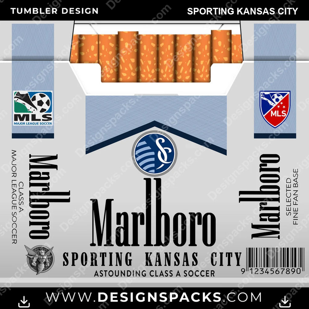 US Soccer Marlboro SPORTING KANSAS CITY Tumbler Digital Wrap Design Download