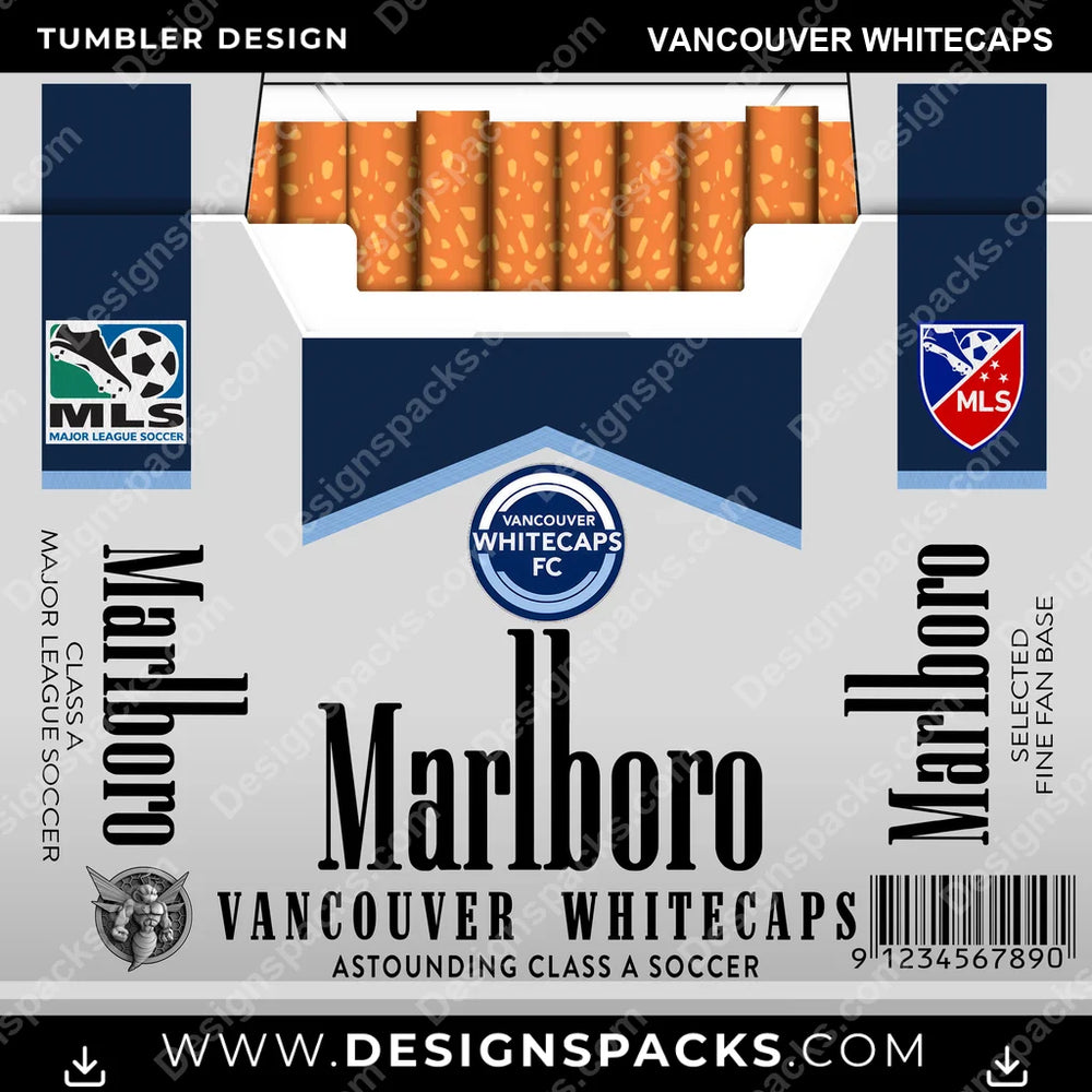 US Soccer Marlboro VANCOUVER WHITECAPS MLS Tumbler Digital Wrap Design Download