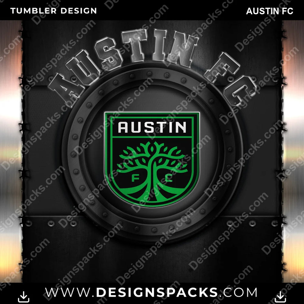 US Soccer Metal Austin FC MLS Tumbler Digital Wrap Design Download