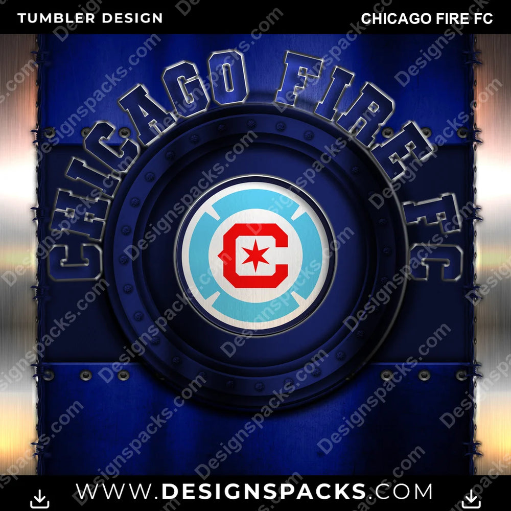 US Soccer Metal Chicago Fire FC Tumbler Digital Wrap Design Download