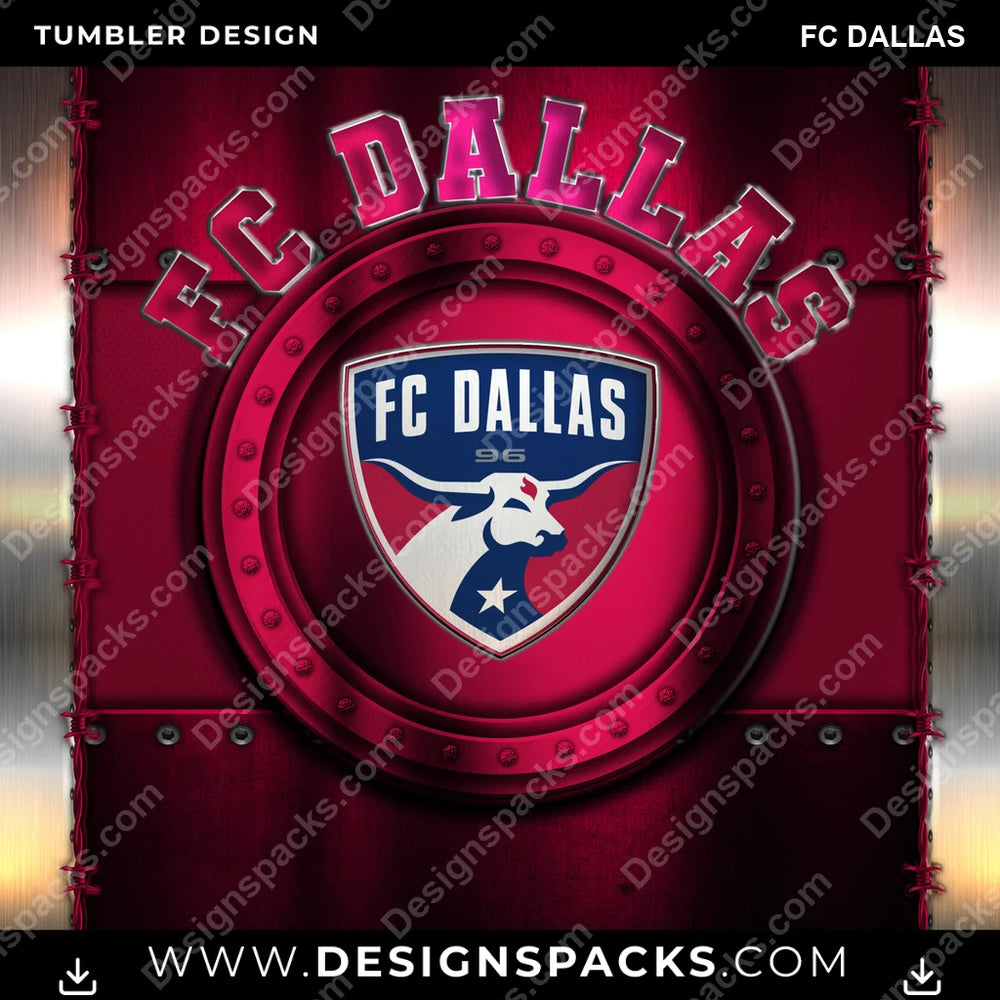 US Soccer Metal FC Dallas Tumbler Digital Wrap Design Download