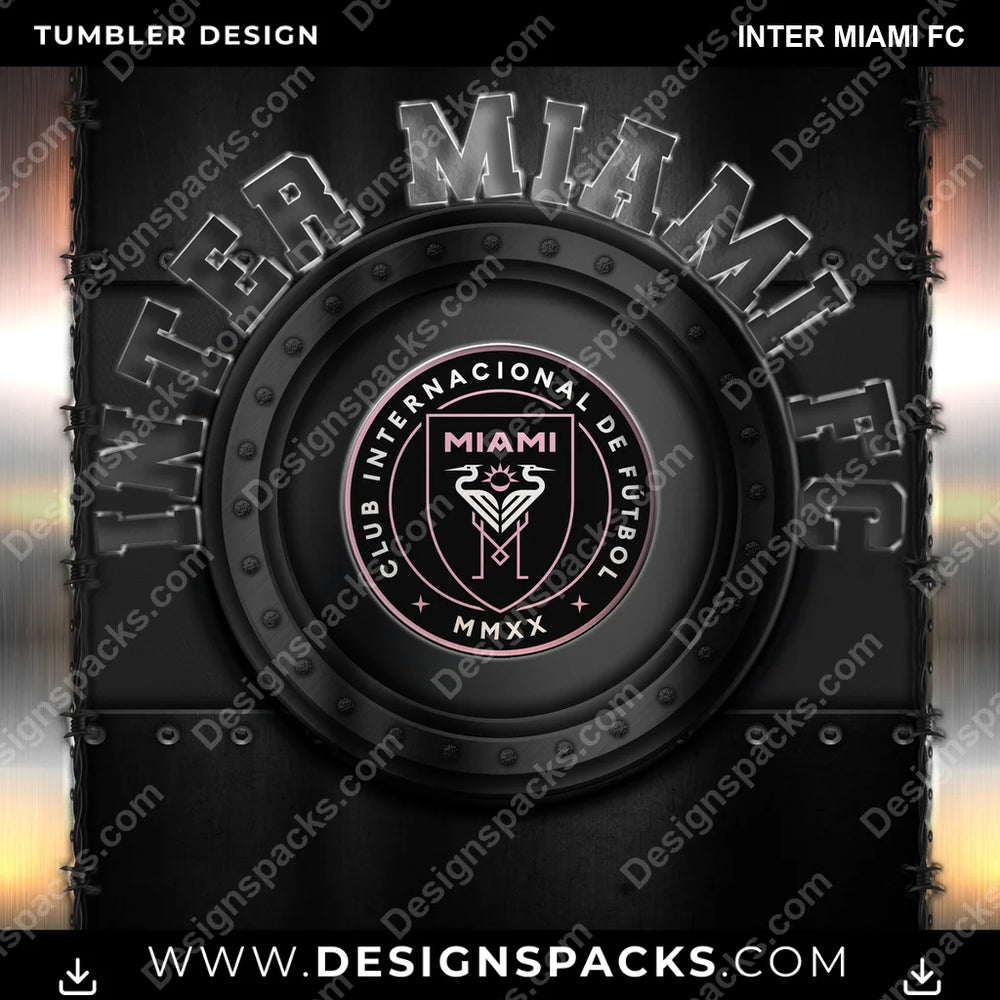 US Soccer Metal Inter Miami FC Tumbler Digital Wrap Design Download