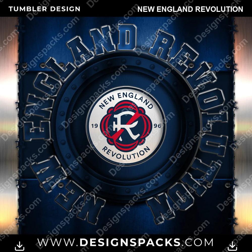 US Soccer Metal New England Revolution MLS Tumbler Digital Wrap Design Download