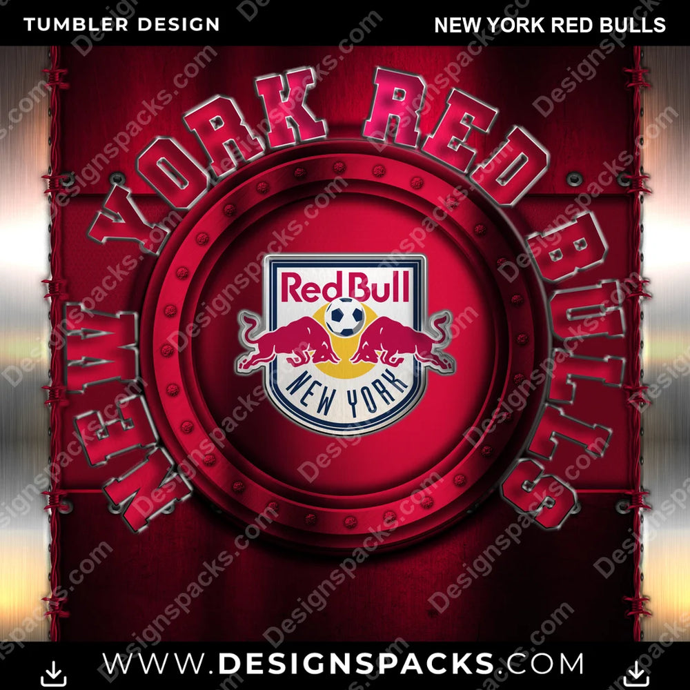US Soccer Metal New York Red Bulls MLS Tumbler Digital Wrap Design Download