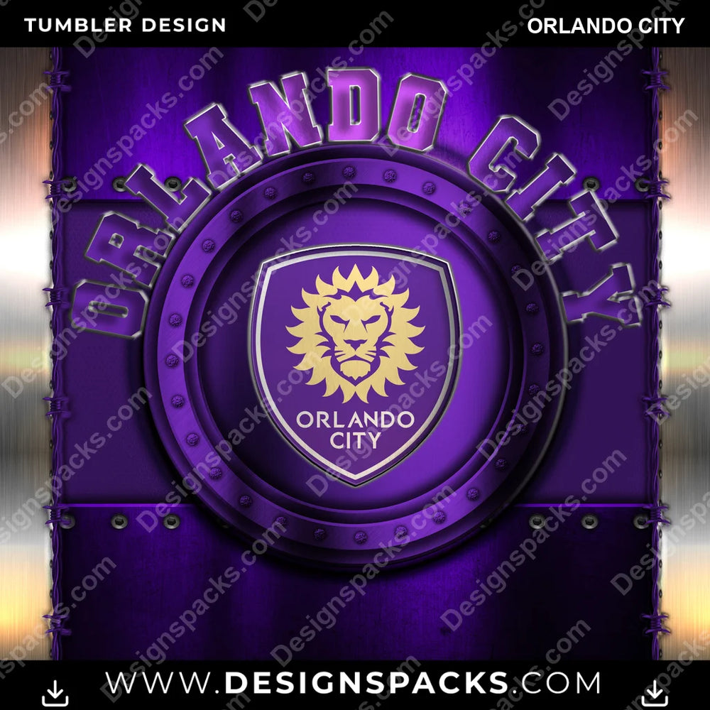 US Soccer Metal Orlando City Tumbler Digital Wrap Design Download