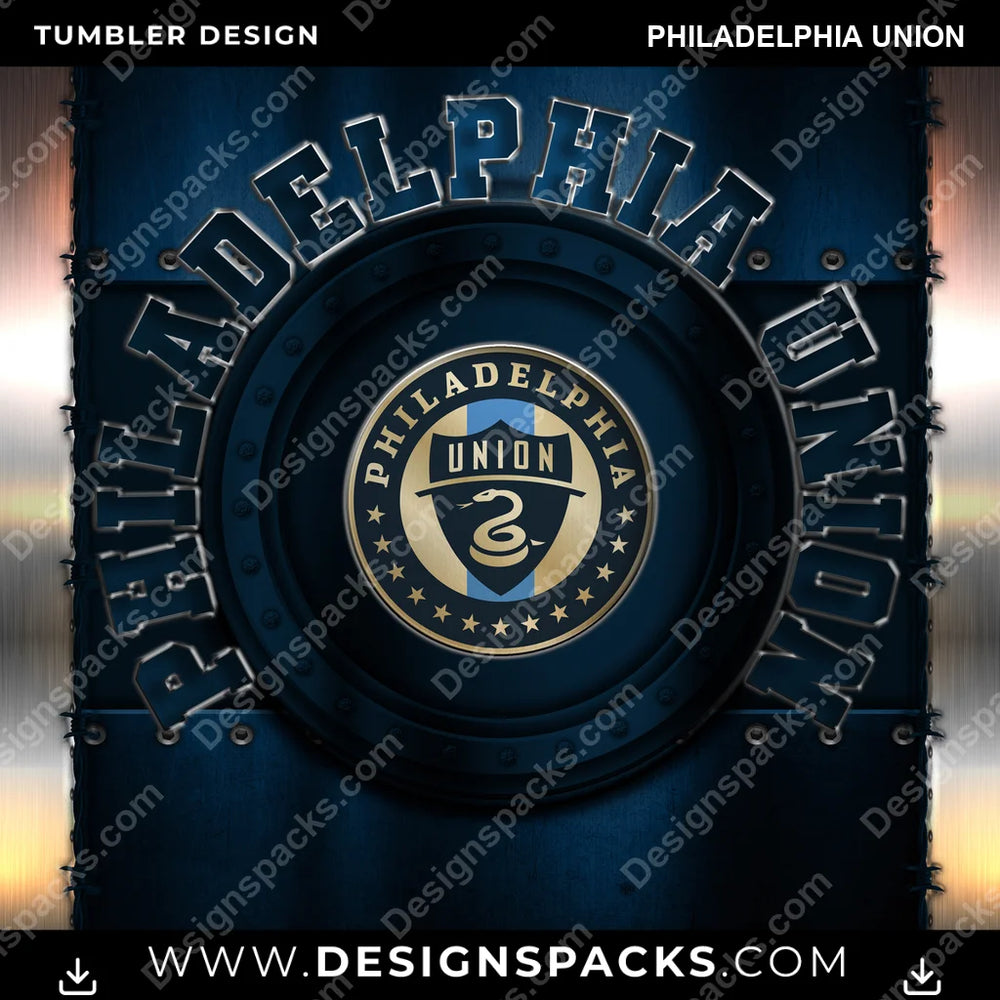 US Soccer Metal Philadelphia Union MLS Tumbler Digital Wrap Design Download