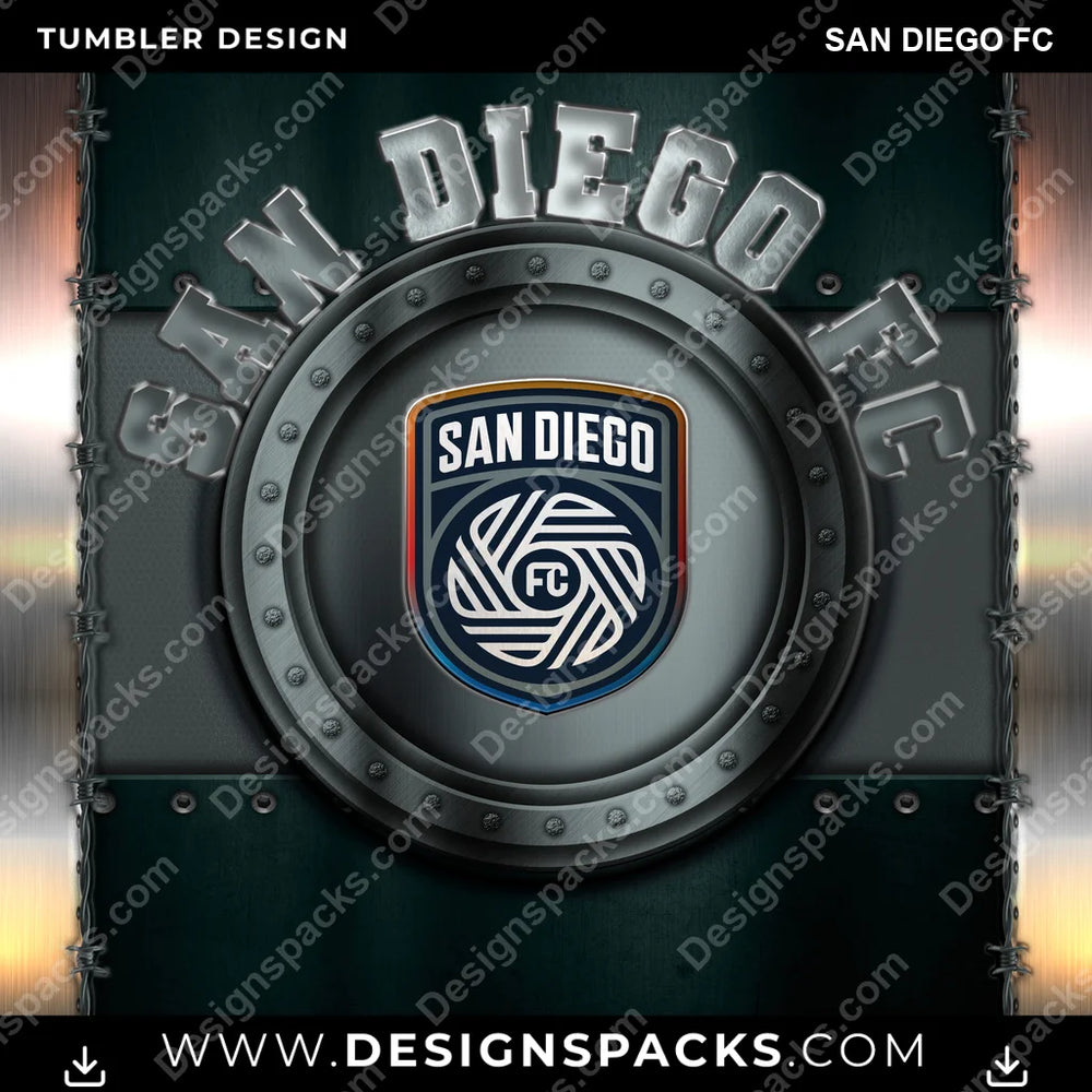 US Soccer Metal San Diego FC Tumbler Digital Wrap Design Download