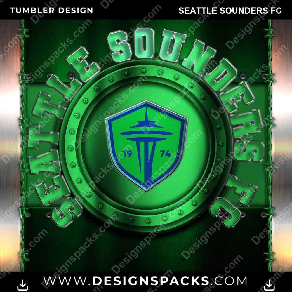 US Soccer Metal Seattle Sounders FC MLS Tumbler Digital Wrap Design Download