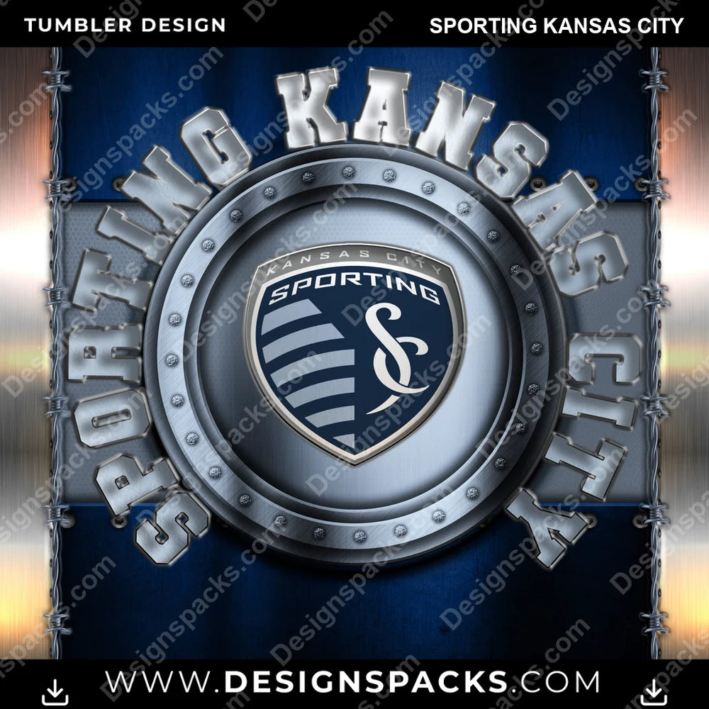 US Soccer Metal Sporting Kansas City MLS Tumbler Digital Wrap Design Download