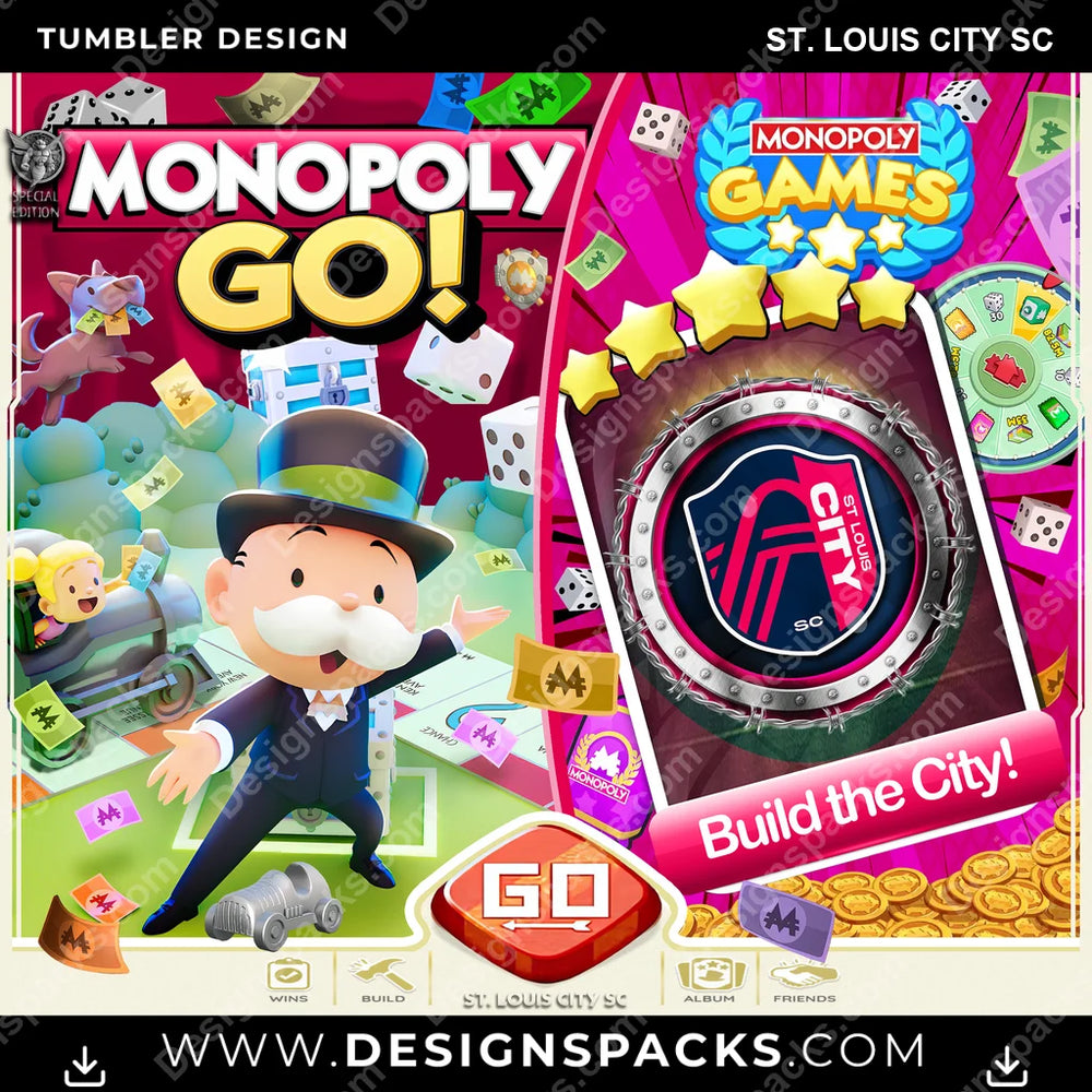 US Soccer Monopoly Go! St. Louis City SC MLS Tumbler Digital Wrap Design Download