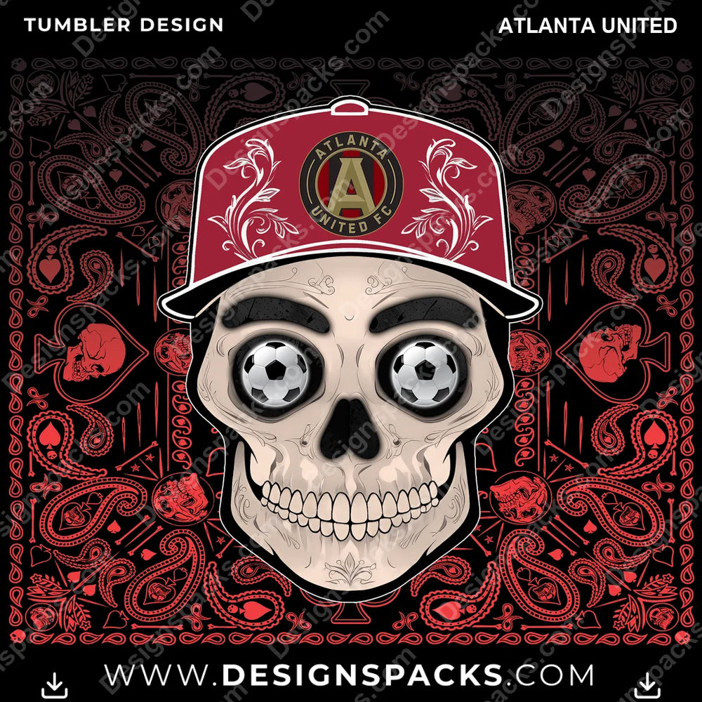 US Soccer Skull Handkerchief Atlanta United MLS Tumbler Digital Wrap Design Download