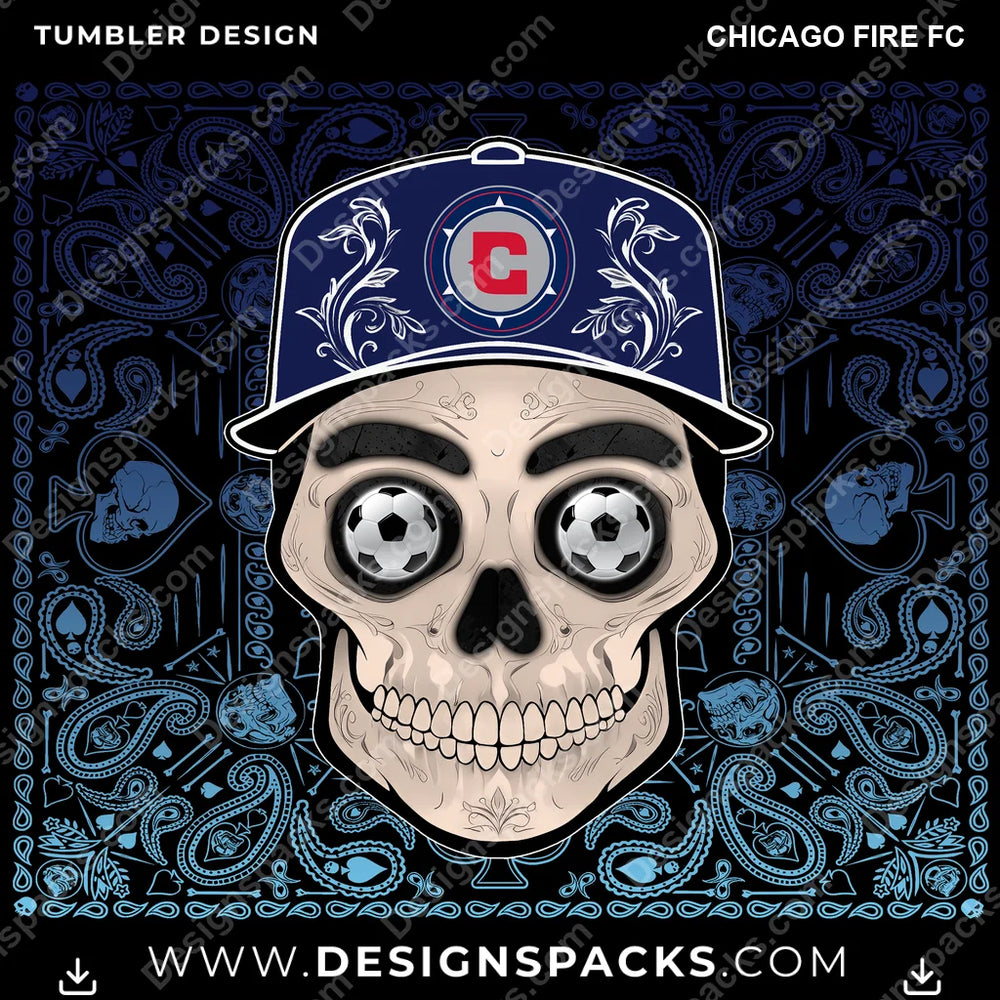 US Soccer Skull Handkerchief Chicago Fire FC MLS Tumbler Digital Wrap Design Download