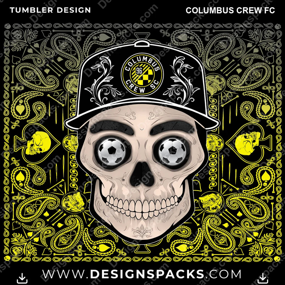 US Soccer Skull Handkerchief Columbus Crew FC MLS Tumbler Digital Wrap Design Download