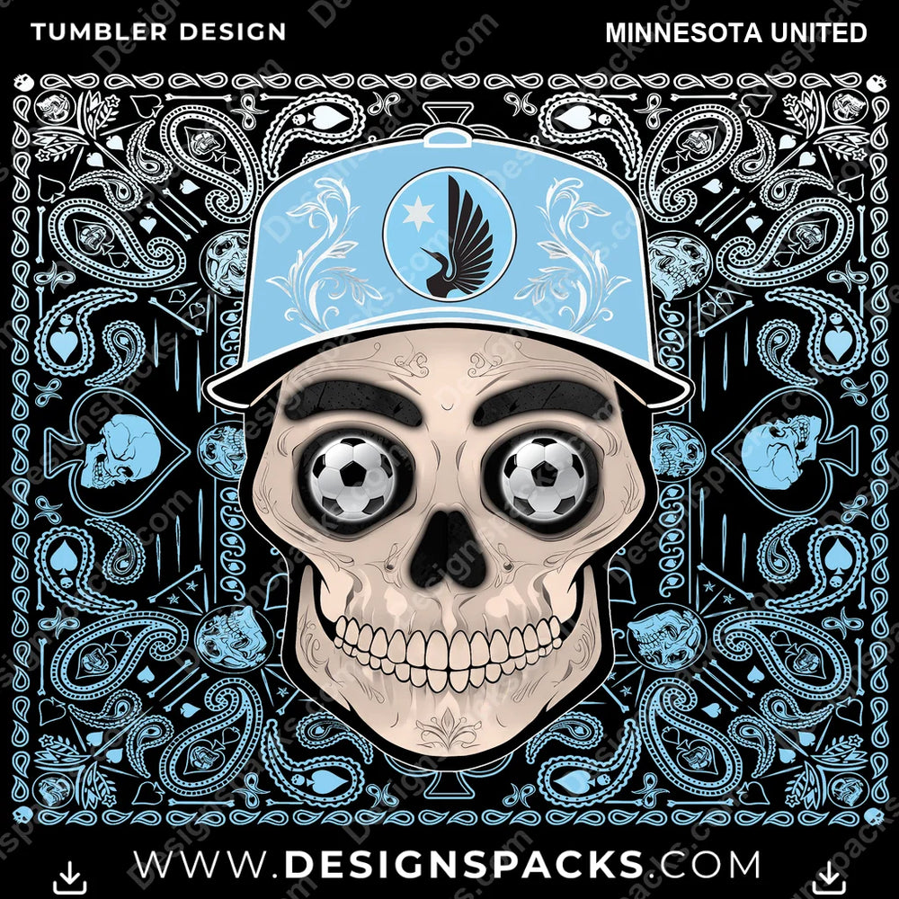US Soccer Skull Handkerchief Minnesota United Tumbler Digital Wrap Design Download