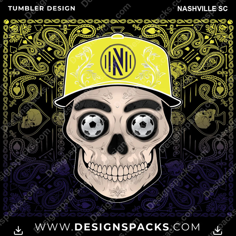 US Soccer Skull Handkerchief Nashville SC MLS Tumbler Digital Wrap Design Download