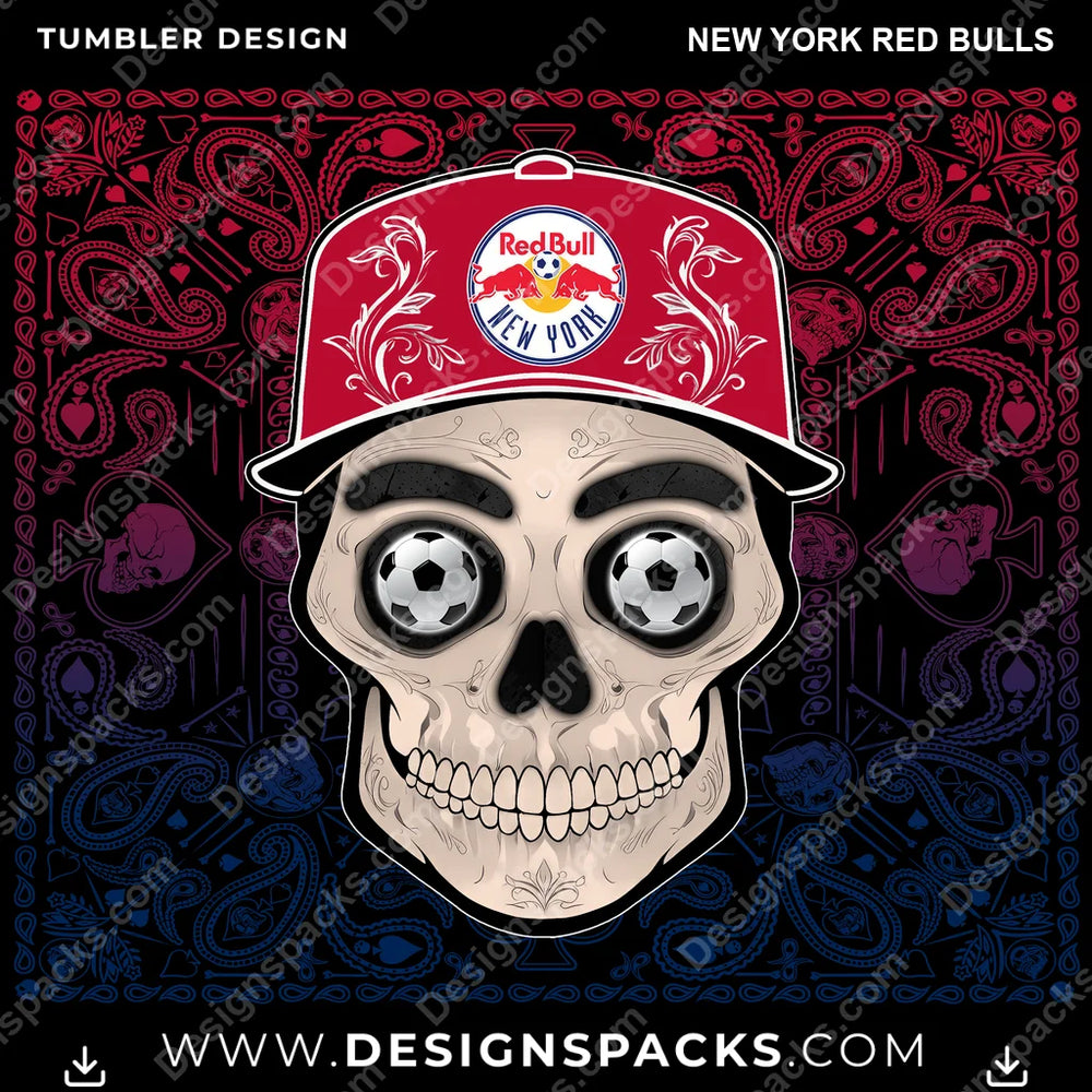 US Soccer Skull Handkerchief New York Red Bulls Tumbler Digital Wrap Design Download