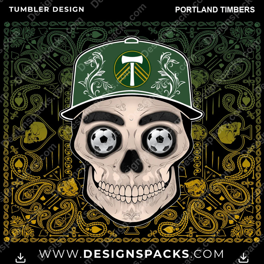 US Soccer Skull Handkerchief Portland Timbers Tumbler Digital Wrap Design Download