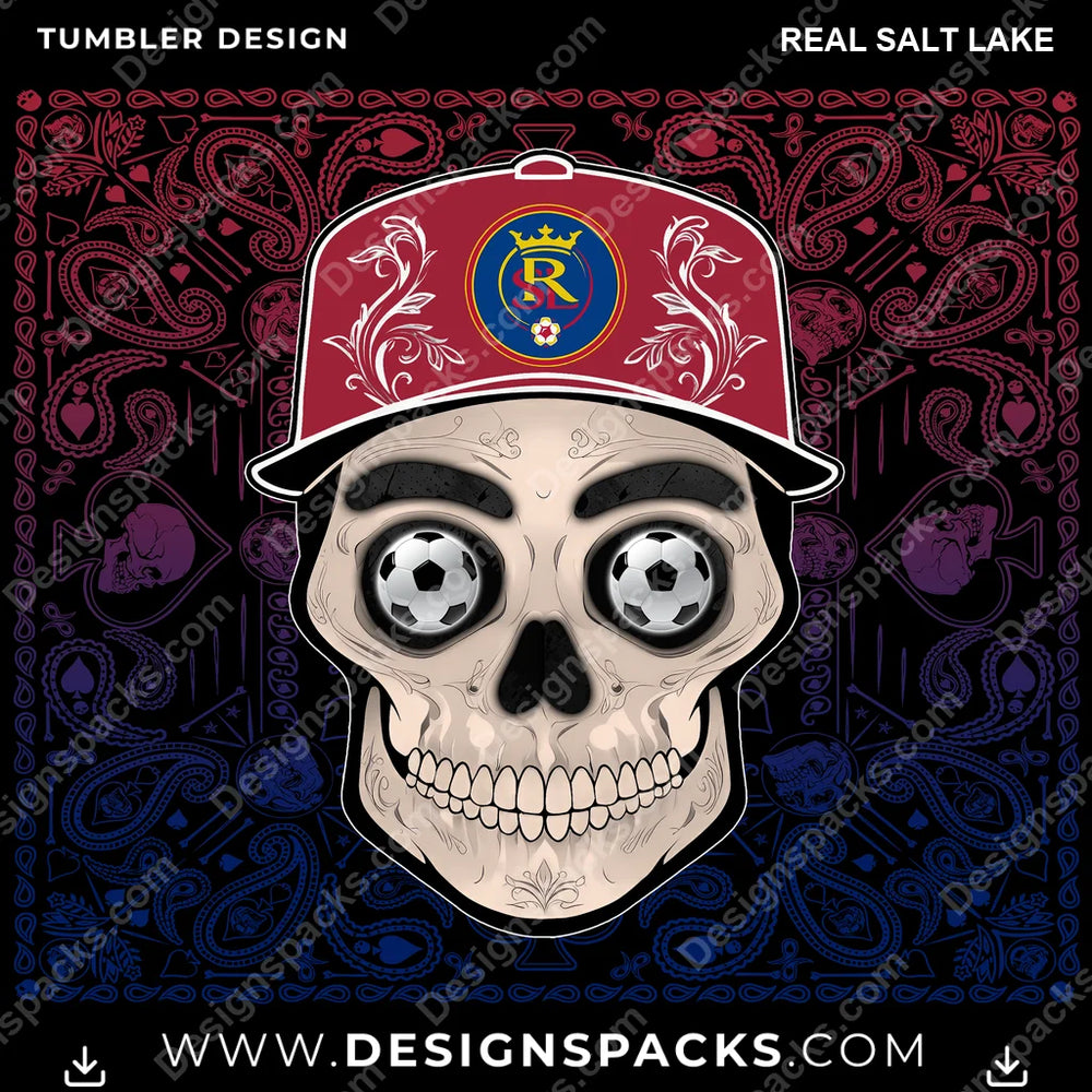 US Soccer Skull Handkerchief Real Salt Lake Tumbler Digital Wrap Design Download
